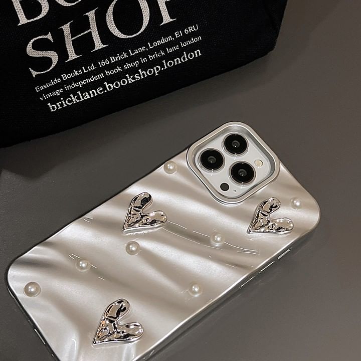 Faux Heart Phone Pearl Case