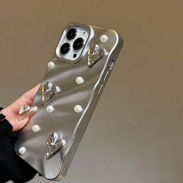 Faux Heart Phone Pearl Case