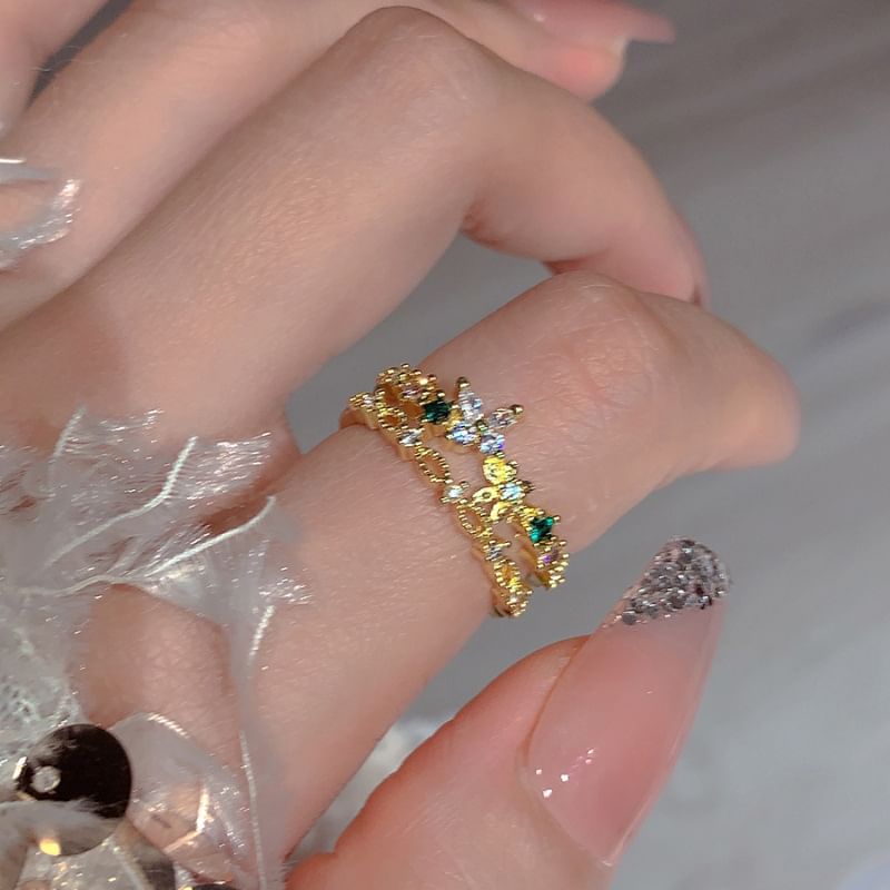 Butterfly Rhinestone Layered Ring