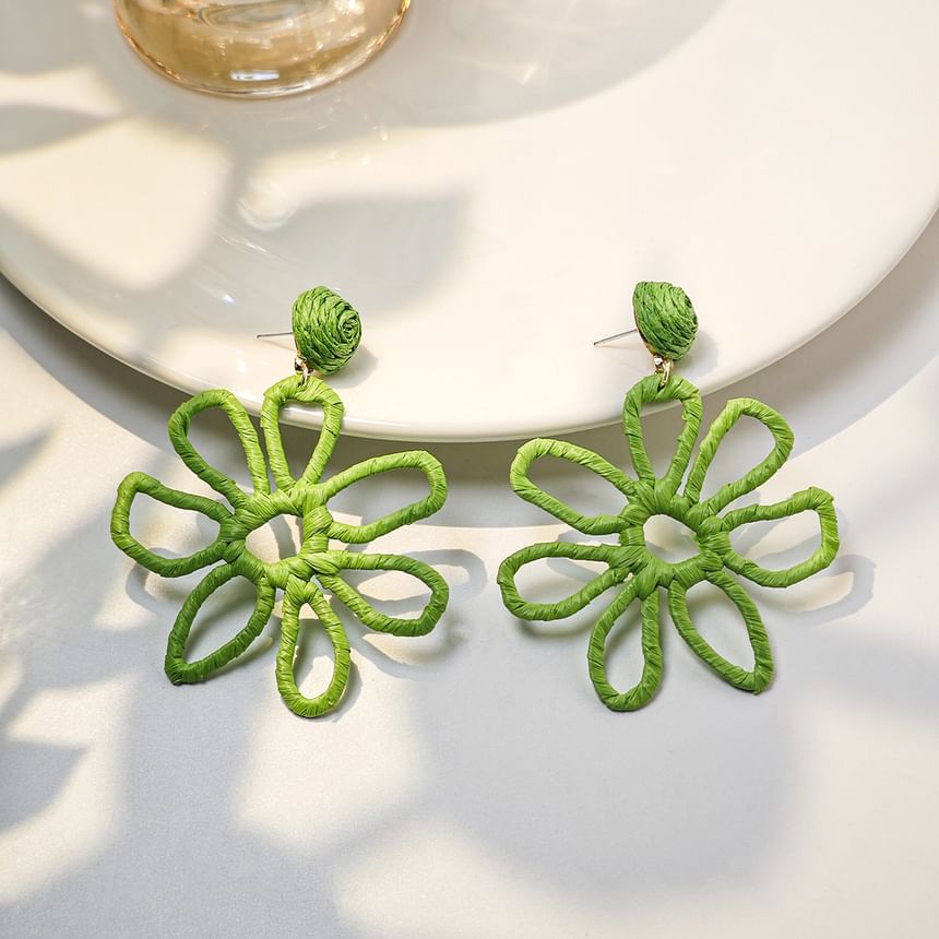 Perforated Floral Drop Earring