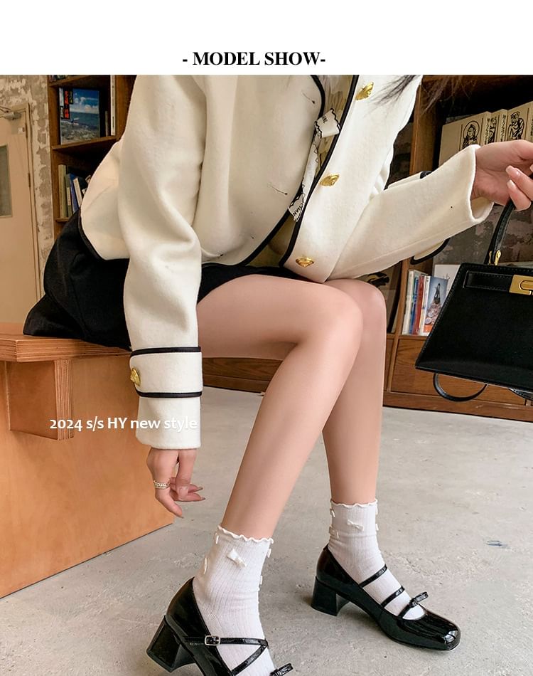 Heel Pumps Chunky Strappy Mary Jane Bow