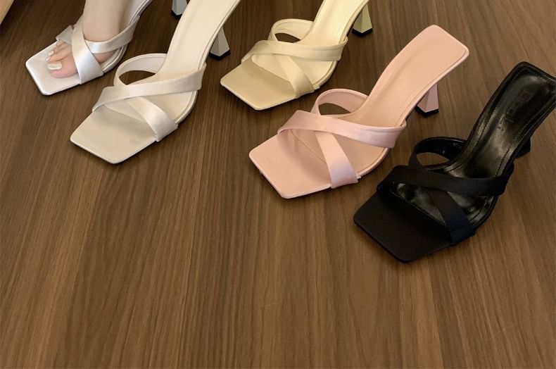 Cross Slide Strap High Sandals Heel