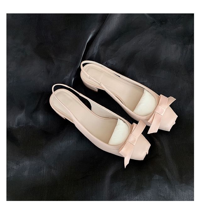 Sandals Slingback Heel Bow Chunky