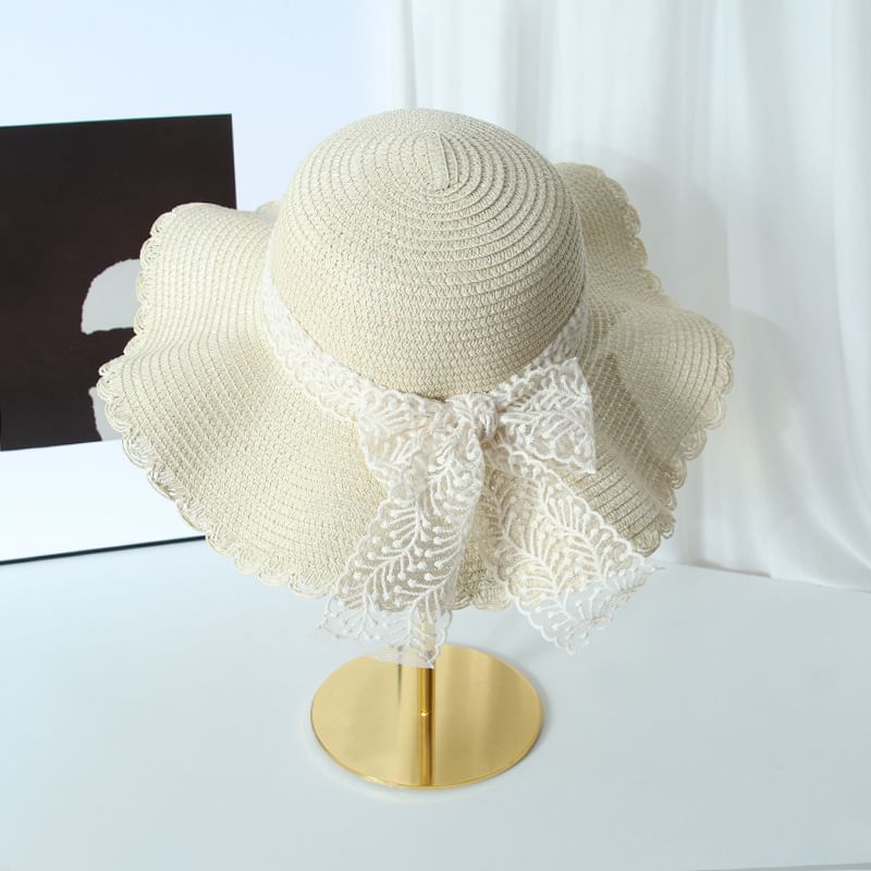 Lace Bow Straw Hat