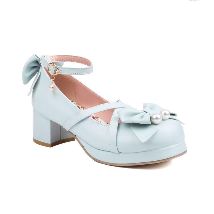 Pumps Jane Ankle Bow Platform Mary Strap