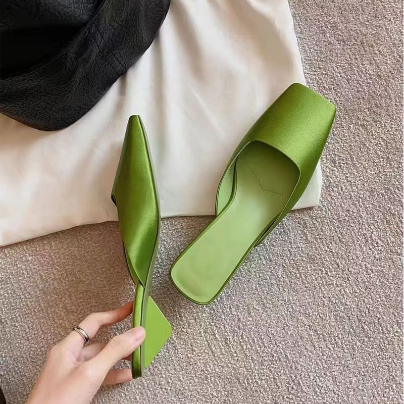 Plain Square Mules Toe Heel Low