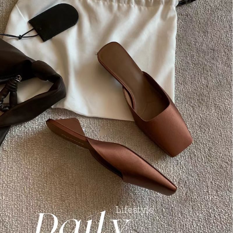Plain Square Mules Toe Heel Low