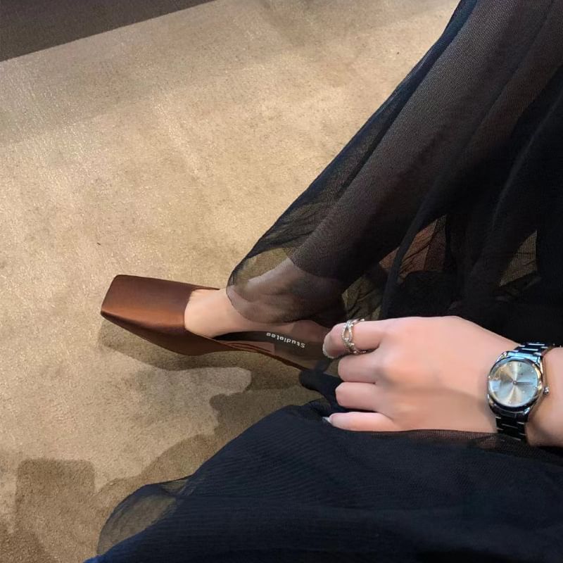 Plain Square Mules Toe Heel Low