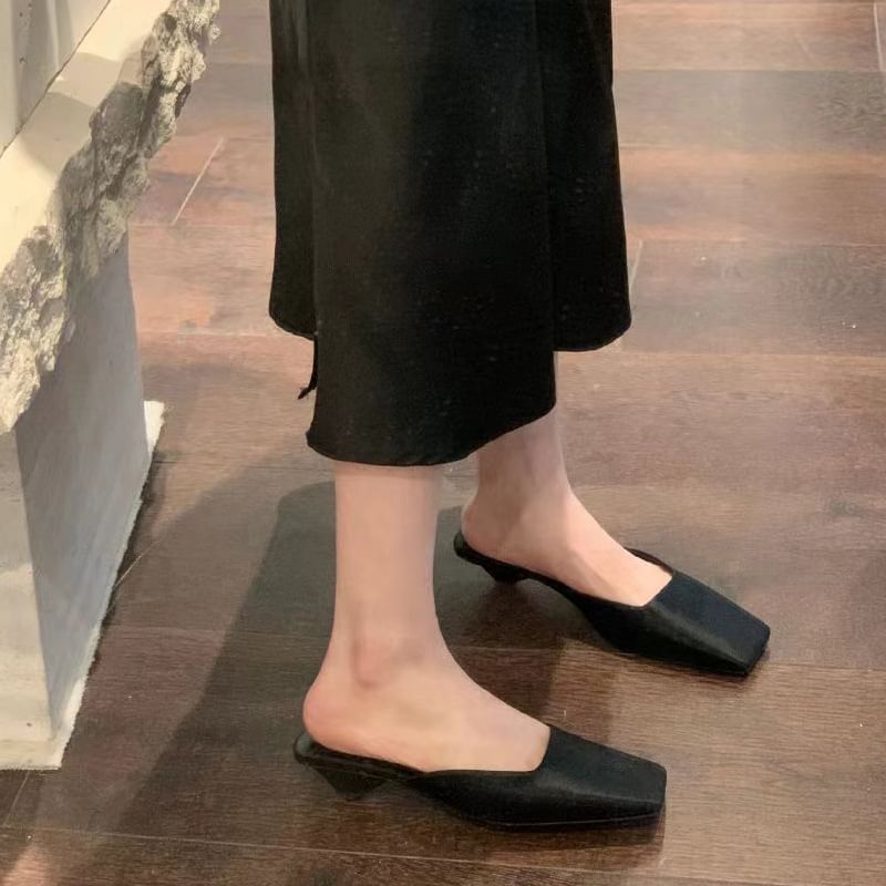 Plain Square Mules Toe Heel Low