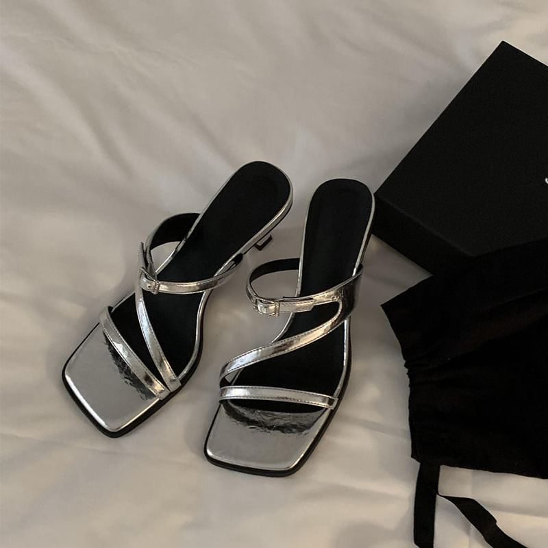 Heel Sandals Toe Kitten Square
