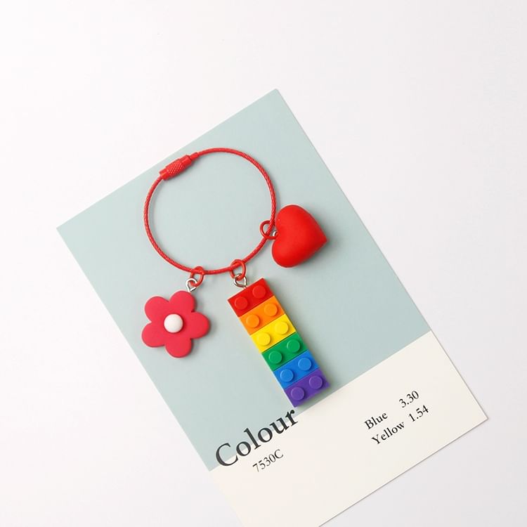 Multicolor Brick Bag Charm / Key Ring