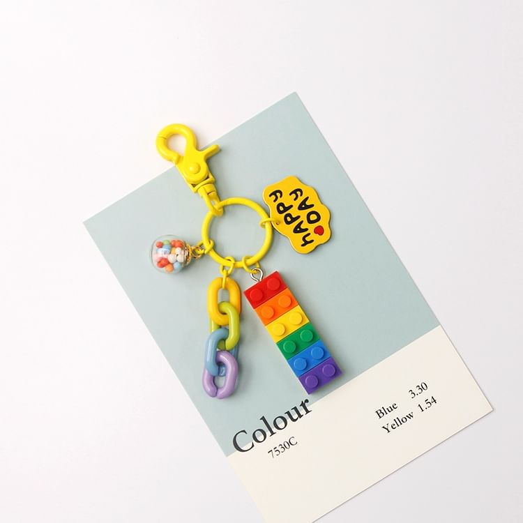 Multicolor Brick Bag Charm / Key Ring