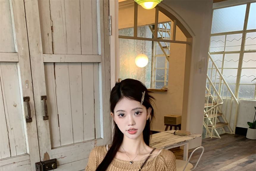 Beaded Plain Top / Mid Detail Cropped Chain Skirt Asymmetrical Sweater Waist Distressed Cami Rise Tassel A-Line Mini