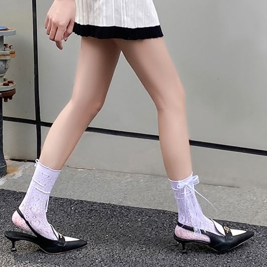 Chaussettes à nœud avec détails en forme de cœur