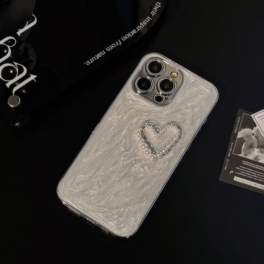 Heart Faux Phone Case Pearl