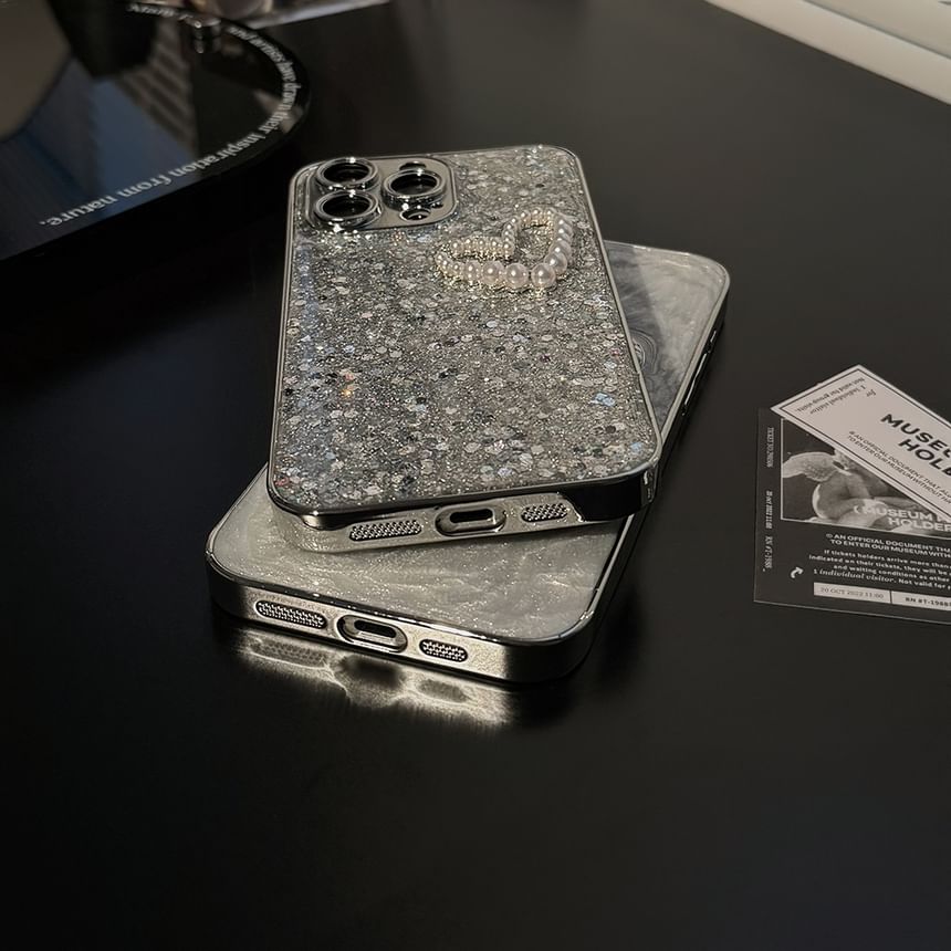 Heart Faux Phone Case Pearl