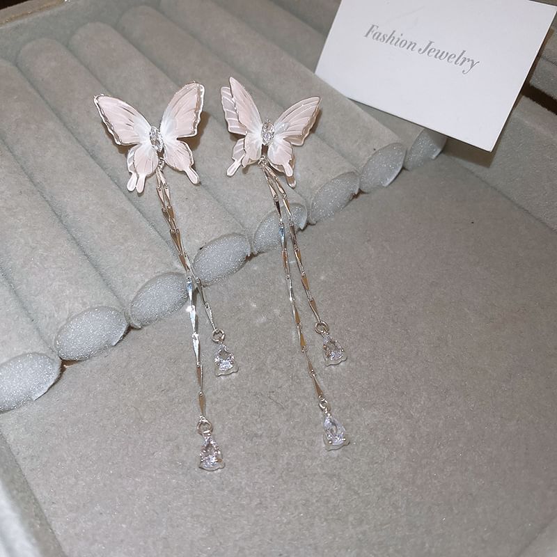 Earring / Butterfly Rhinestone Dangle Choker Alloy