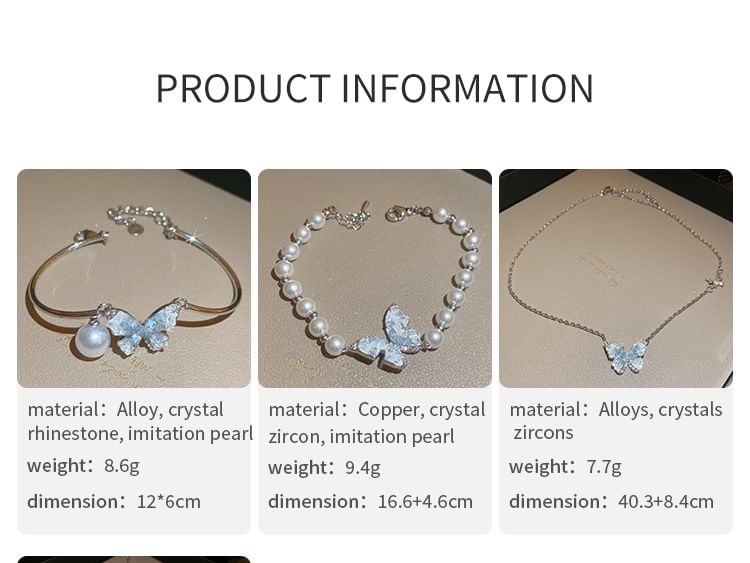 Necklace Designs) (Various Butterfly Crystal Faux Bracelet / Alloy