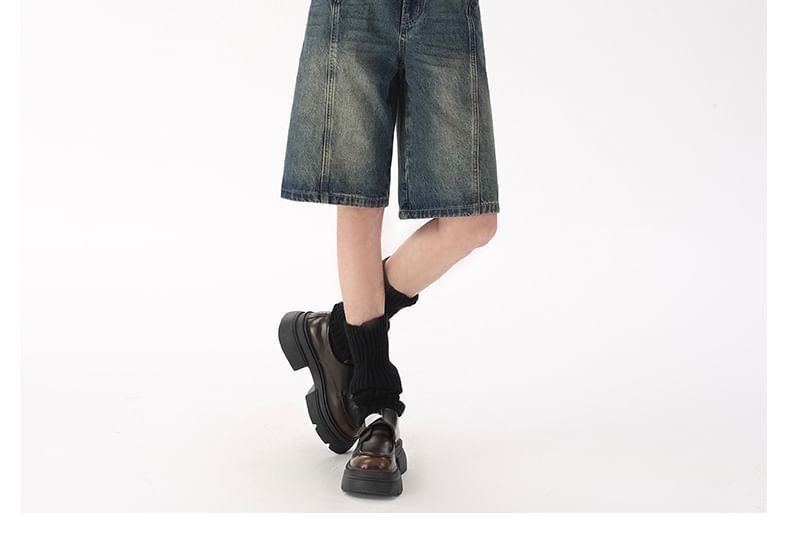 Shorts Mid Denim Washed Rise
