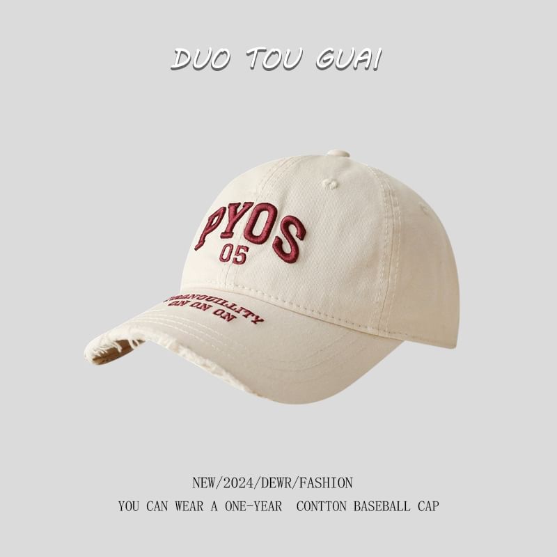 Cap Frayed Lettering Baseball Embroidered