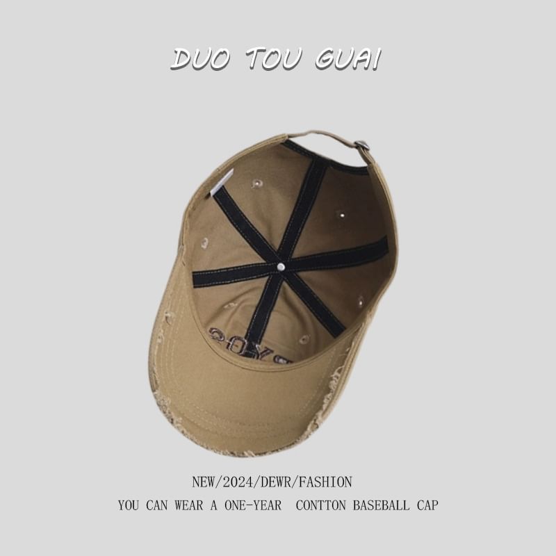 Cap Frayed Lettering Baseball Embroidered