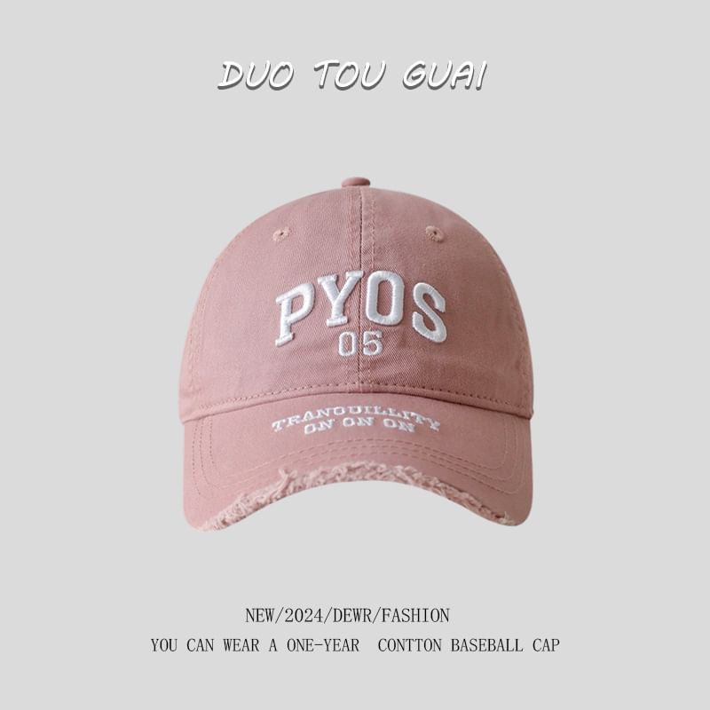 Cap Frayed Lettering Baseball Embroidered