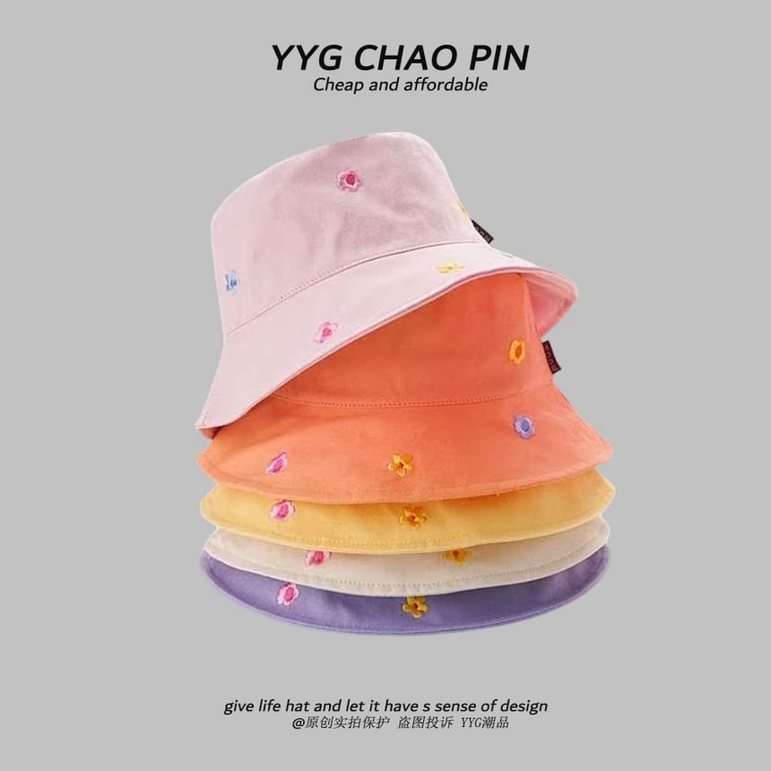 Floral Bucket Hat Embroidered