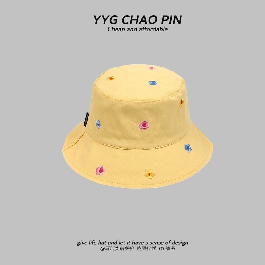 Floral Bucket Hat Embroidered