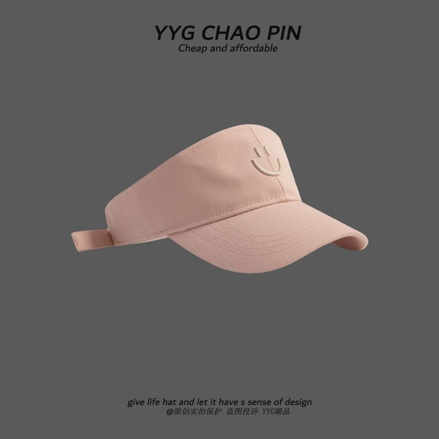 Embroidered Sun Face Visor Smiley