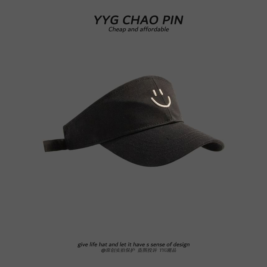 Embroidered Sun Face Visor Smiley