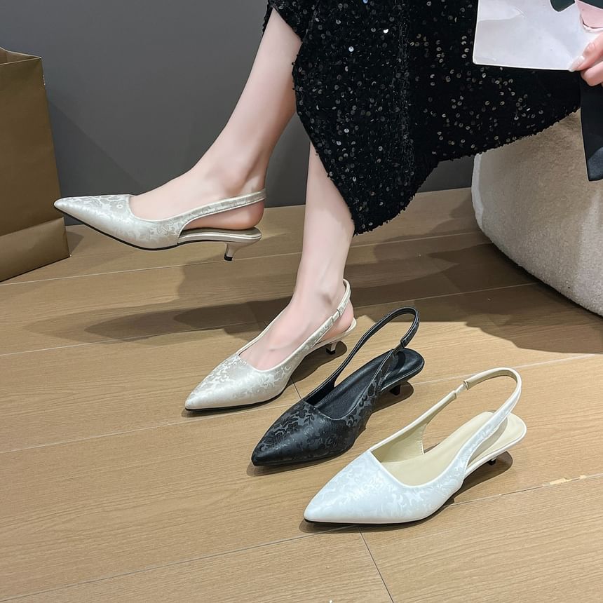 Heel Pointed Slingback Low Sandals
