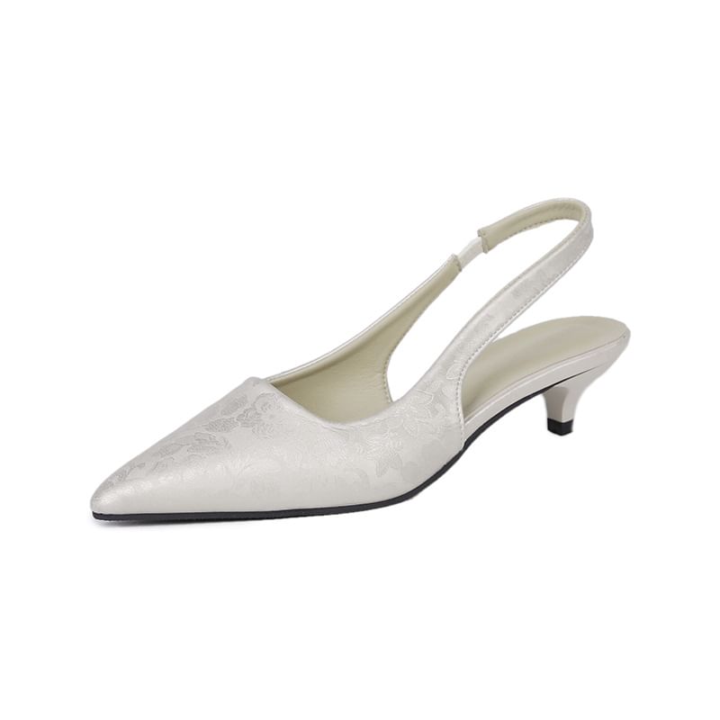 Heel Pointed Slingback Low Sandals