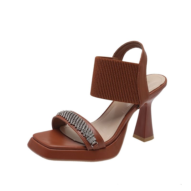 Heel Sandals Rhinestone Wedge