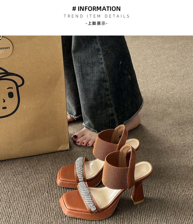 Heel Sandals Rhinestone Wedge