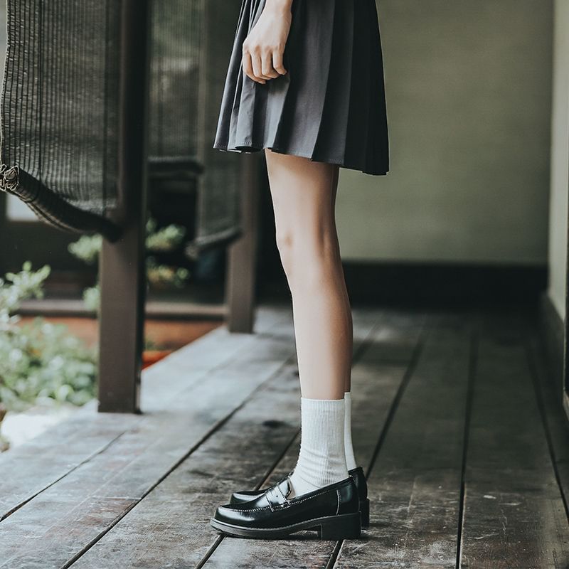 Leather Plain Loafers Faux