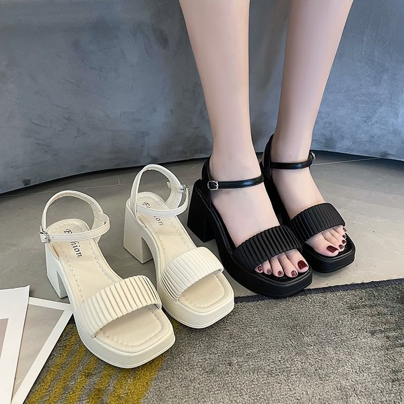 Square Heel Toe Block Sandals