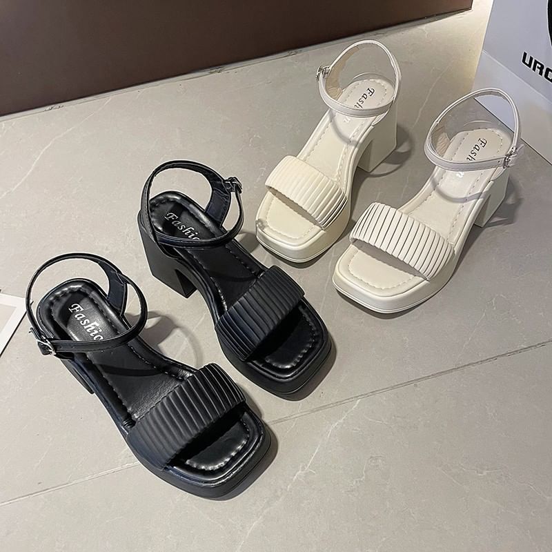 Square Heel Toe Block Sandals