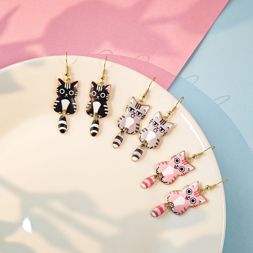 Cat Alloy Drop Earring