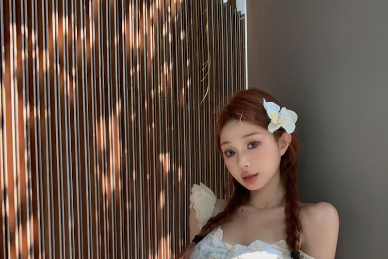 Mini Spaghetti Strap Floral Scoop Neck Dress Sheath