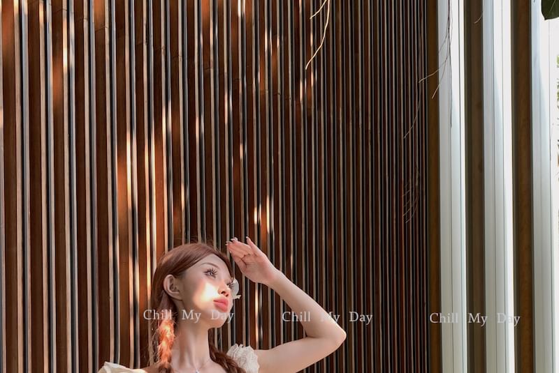 Mini Spaghetti Strap Floral Scoop Neck Dress Sheath