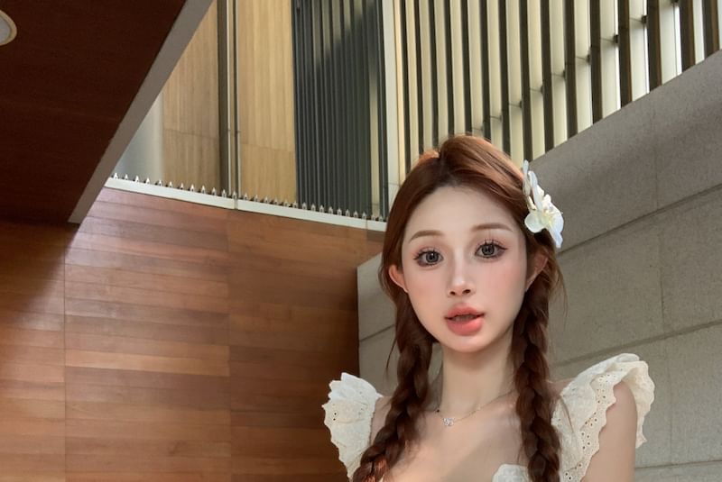 Mini Spaghetti Strap Floral Scoop Neck Dress Sheath