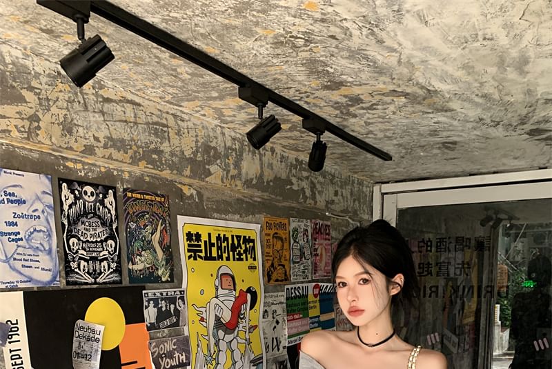 Plain Top Rise Midi Twist A-Line / Shoulder Ruched Off Skirt