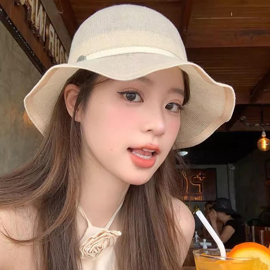 Hat Cotton Linen Bucket Ruffle