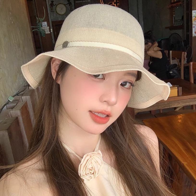 Hat Cotton Linen Bucket Ruffle