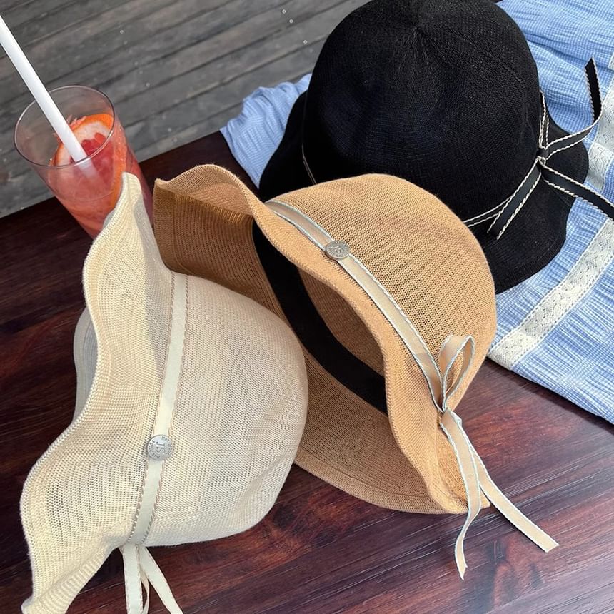 Hat Cotton Linen Bucket Ruffle