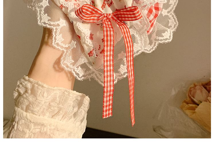 Scrunchie Designs) (Various Bandana Trim Lace Floral Cherry /