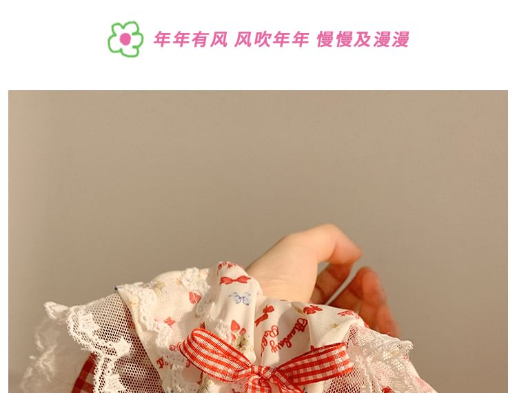 Scrunchie Designs) (Various Bandana Trim Lace Floral Cherry /