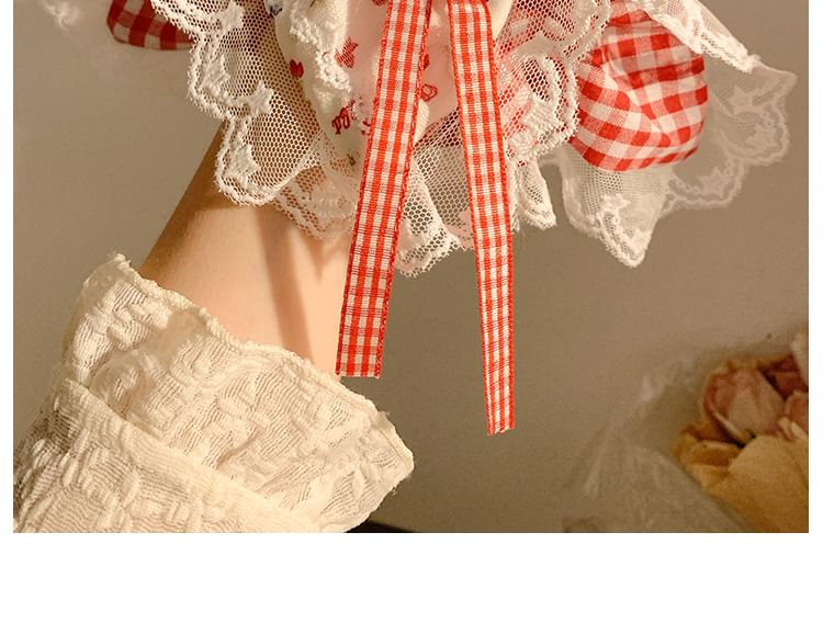 Scrunchie Designs) (Various Bandana Trim Lace Floral Cherry /
