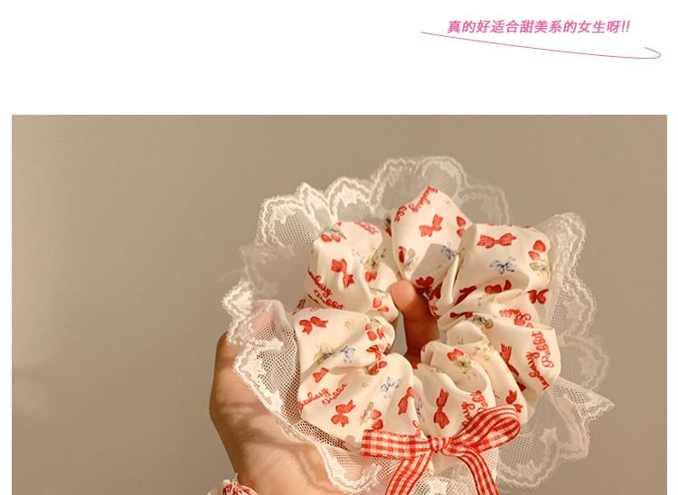 Scrunchie Designs) (Various Bandana Trim Lace Floral Cherry /