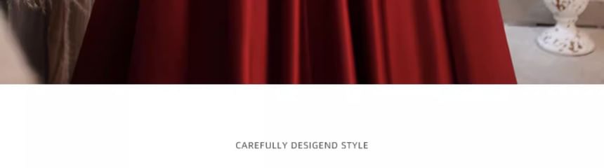 Short-Sleeve V-Neck Beaded Ribbon A-Line Evening Gown / Dress